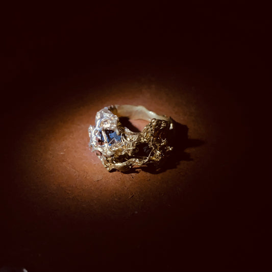 隕石粘菌鉱輪シリーズ 隕石を埋め込んだ空中粘菌指輪