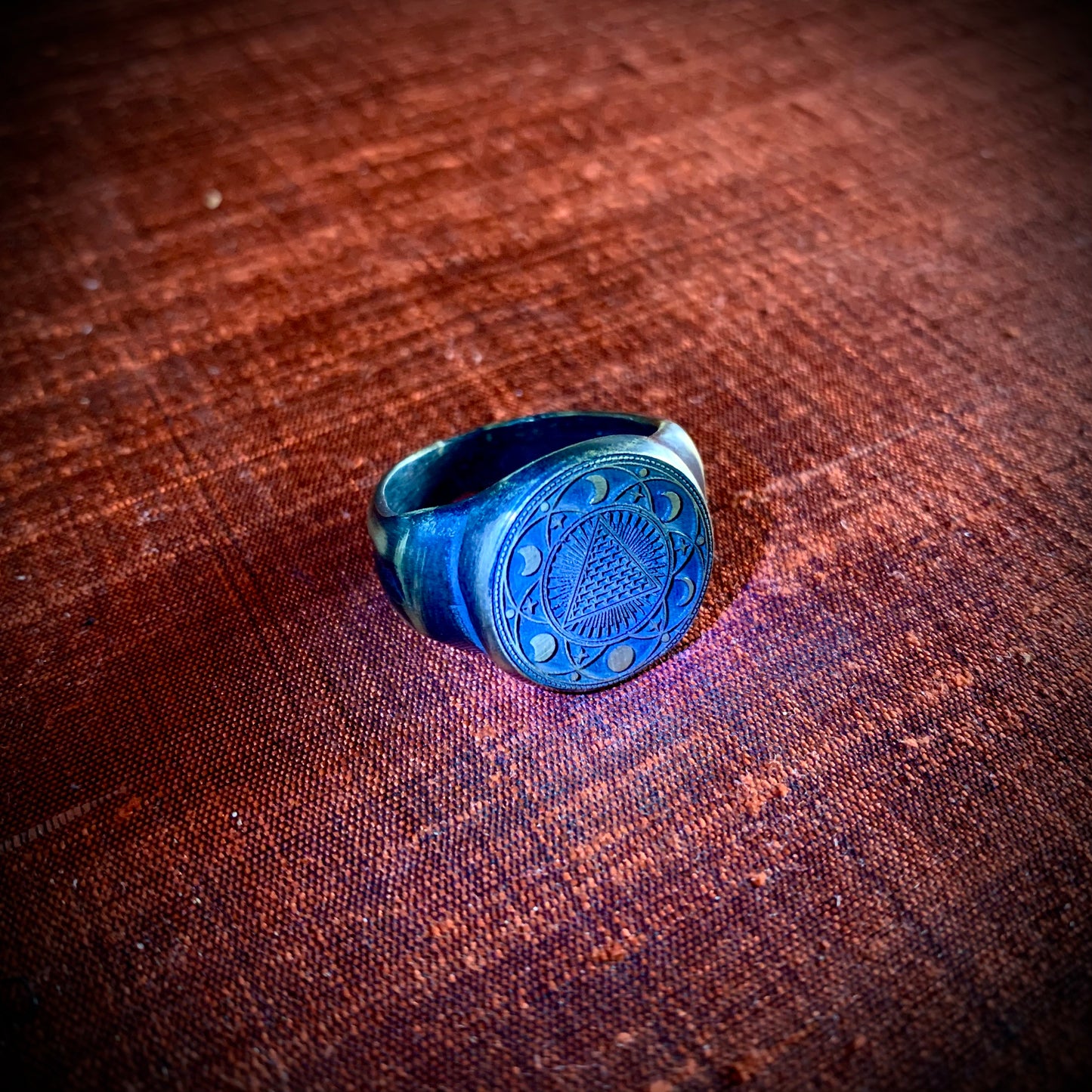 Roman style design ring. Moon ring.
